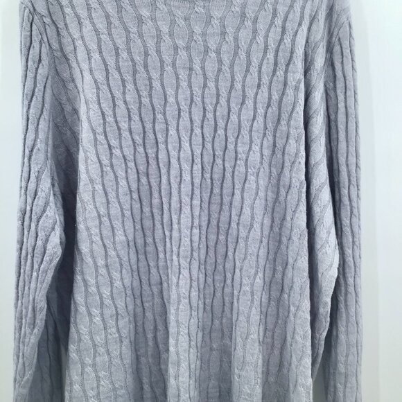 Women's 2X Gray Cable Knit Sweater Lightweight Long Sleeve Round Wide Neckline - Picture 8 of 10